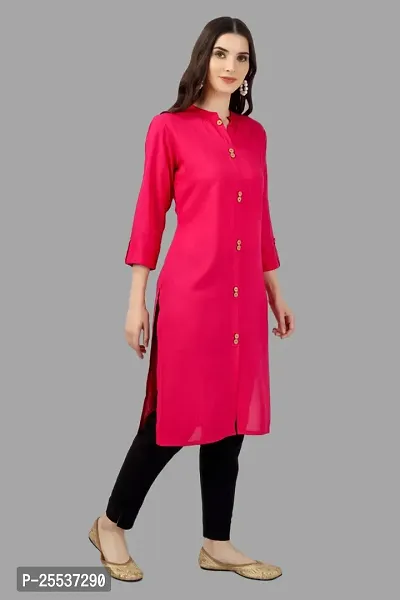 Stylish Pink Cotton Solid Kurta-thumb4