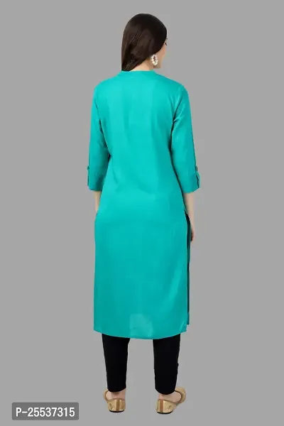 Stylish Green Cotton Solid Kurta-thumb2