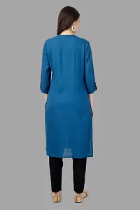 Stylish Blue Cotton Solid Kurta-thumb1