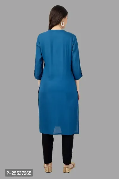 Stylish Blue Cotton Solid Kurta-thumb2