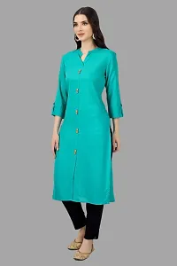 Stylish Green Cotton Solid Kurta-thumb2