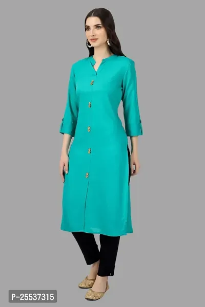 Stylish Green Cotton Solid Kurta-thumb3