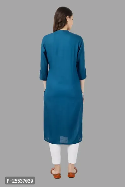 Stylish Blue Cotton Embroidered Kurta-thumb2