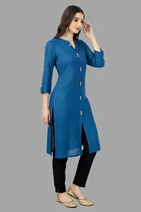 Stylish Blue Cotton Solid Kurta-thumb3