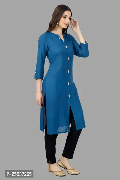 Stylish Blue Cotton Solid Kurta-thumb4