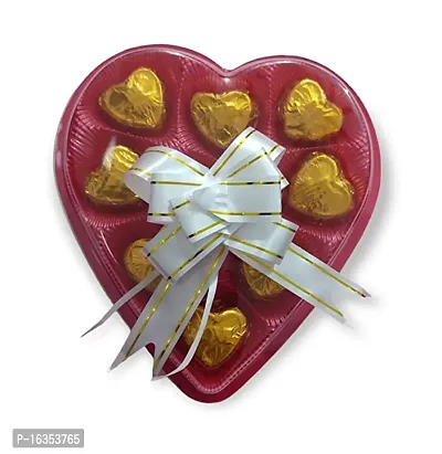 Classic Chocolates in a Heart Box with Ribbon, Valentines Chocolate Gift Box (Pearl Red)