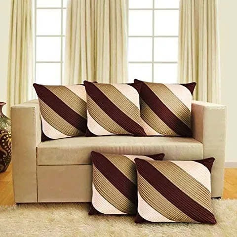 Pack of 5- Polyester Self Pattern Cushion Covers