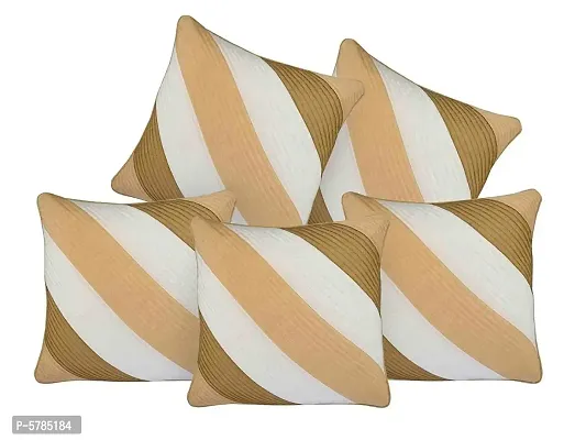 Premium Beige & Gold Diagonal Quilted Polyester Cushion Covers (Pack of 5)(40cm x 40cm or 16x16 Inch)