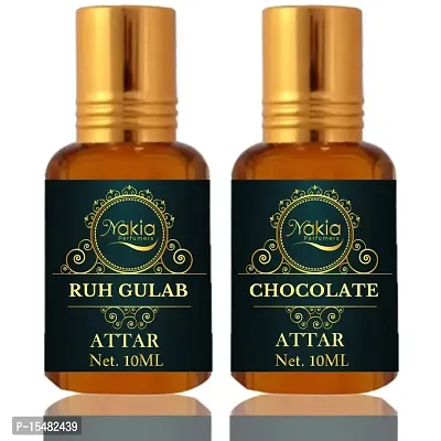 Nakia Ruh Gulab And Chocolate Attar (Combo Pack 10ml*2) Roll-on Alcohol-Free Perfume Oil For Men And Women-thumb0