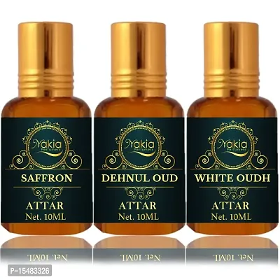 Nakia Saffron, Dehnul Oud  White Oud Attar (Combo Pack 10ml*3) Roll-on Alcohol-Free Perfume Oil For Men And Women