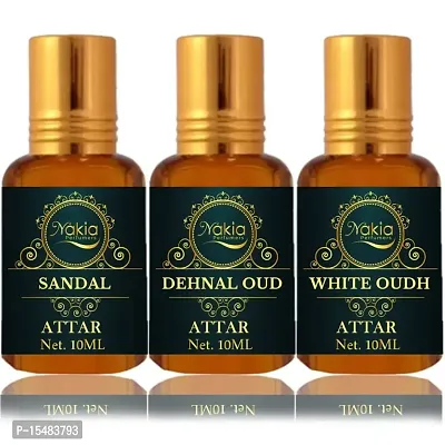 Nakia Sandal, Dehnal Oud  White Oud Attar (Combo Pack 10ml*3) Roll-on Alcohol-Free Perfume Oil For Men And Women