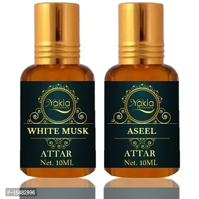 Nakia White Musk And Aseel Attar (Combo Pack 10ml*2) Roll-on Alcohol-Free Perfume Oil For Men And Women