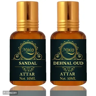 Nakia Sandal And Dehnal Oud Attar (Combo Pack 10ml*2) Roll-on Alcohol-Free Perfume Oil For Men And Women