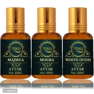 Nakia Majmua, Mogra  White Oud Attar (Combo Pack 10ml*3) Roll-on Alcohol-Free Perfume Oil For Men And Women