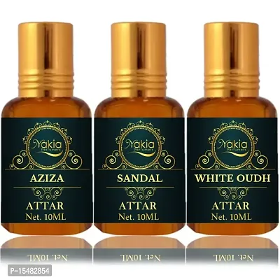 Nakia Aziza, Sandal  White Oud Attar (Combo Pack 10ml*3) Roll-on Alcohol-Free Perfume Oil For Men And Women