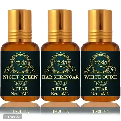 Nakia Night Queen, Har Shringar  White Oud Attar 10ml Roll-on Alcohol-Free For Men And Women Combo Pack Of 3