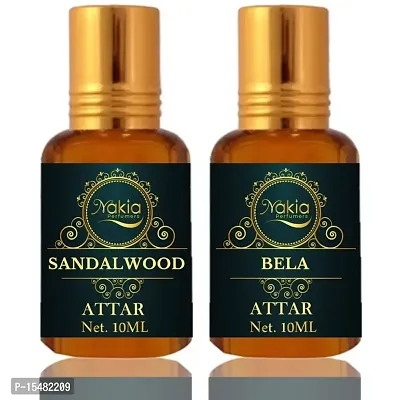 Nakia Sandalwood And Bela Attar (Combo Pack 10ml*2) Roll-on Alcohol-Free Perfume Oil For Men And Women-thumb0