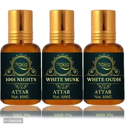 Nakia 1001 Nights Attar, White Musk Attar  White Oud Attar (Combo Pack 10ml*3) Roll-on Alcohol-Free Perfume Oil For Men And Women