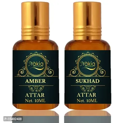 Nakia Amber And Sukhad Attar (Combo Pack 10ml*2) Roll-on Alcohol-Free Perfume Oil For Men And Women