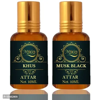 Nakia Khus Attar  Musk Black Attar (Combo Pack 10ml*2) Roll-on Alcohol-Free Perfume Oil For Men And Women