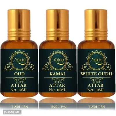 Nakia Oud, Kamal  White Oud Attar (Combo Pack 10ml*3) Roll-on Alcohol-Free Perfume Oil For Men And Women