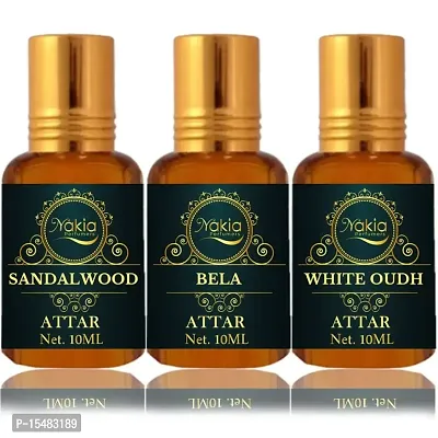 Nakia Sandalwood, Bela  White Oud Attar (Combo Pack 10ml*3) Roll-on Alcohol-Free Perfume Oil For Men And Women