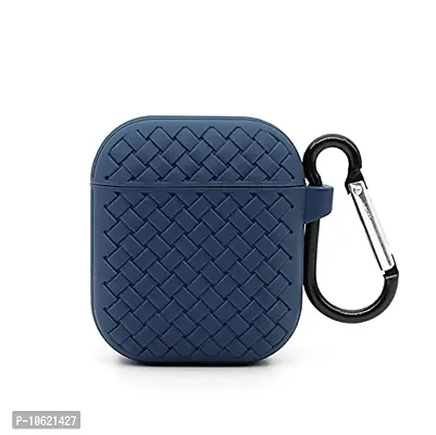RBT Shock Proof Protection Sleeve Skin / Protective Case Cover Compatible for Air_pods 12 Weave Wireless Headset  |Device Not Included| (Navy Blue)