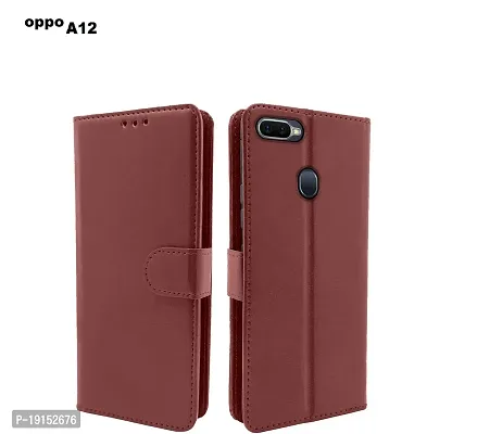 RBT Leather Finish Vintage Flip Flap Wallet/Card Holder  Inbuilt Stand | Shockproof Back Cover Case for Oppo A5s    - Brown
