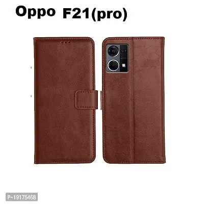 RBT Leather Finish Vintage Flip Flap Wallet/Card Holder  Inbuilt Stand | Shockproof Back Cover Case for  Oppo F21pro    - Brown-thumb0