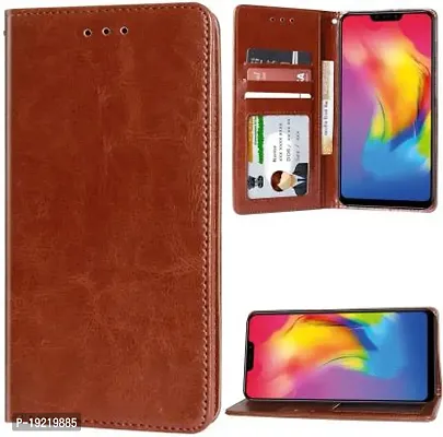 RBT Leather Finish Vintage Flip Flap Wallet/Card Holder  Inbuilt Stand | Shockproof Back Cover Case for Vivo Y35     - Brown-thumb3