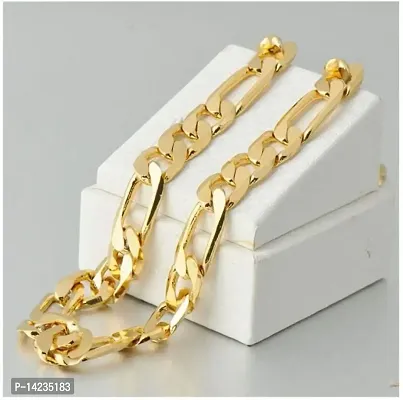 Golden Chain For Boys Necklace Chains For Men Girls Stylish  Fancy King Design Gold-plated Plated Brass Chain (23 Inch)Water And Sweat Proof Jawellery-thumb4