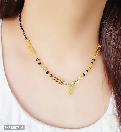 Stylish Golden Brass Antique Agate Mangalsutra For Women-thumb0