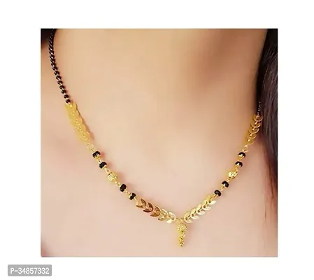 Stylish Golden Brass Antique Garnet Mangalsutra For Women-thumb0