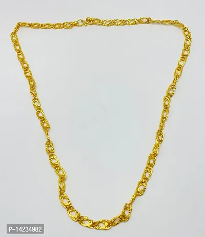 One Gram Gold Plated Brass Chain  for men Gold-plated Plated Brass Chain (20 Inch)Water And Sweat Proof Jawellery-thumb0