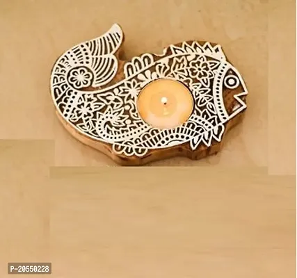 Wooden Fish Shape Tealight Candle Holder Stand