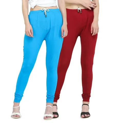 Trendy Blend Churidar Legging With Drawstring Waistband Combo of 2