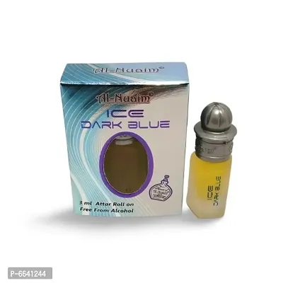 Al Nuaim Brand 100% Original Ice Dark Blue 3Ml Great Fragrance L Floral Attar and Pocket Perfume.-thumb0