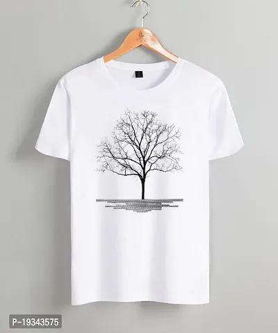 Stylish White Polycotton Printed Tees For Men-thumb0