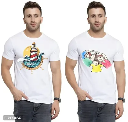 Denip - Where Fashion Begins | DP-4560 | Polyester Graphic Print T-Shirt | for Men  Boy | Pack of 2-thumb0