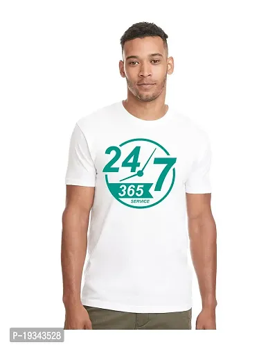 Stylish White Polycotton Printed Tees For Men-thumb0