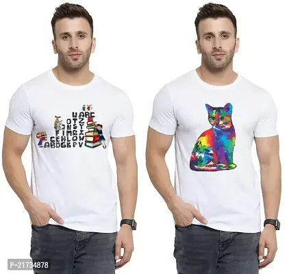 Denip - Where Fashion Begins | DP-5168 | Polyester Graphic Print T-Shirt | for Men  Boy | Pack of 2-thumb0