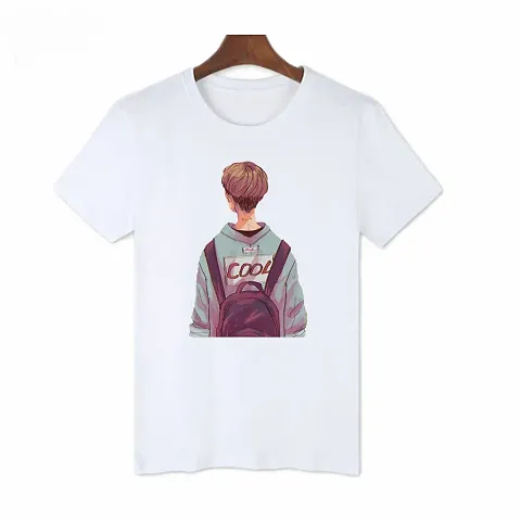 Stylish White Polycotton Printed Tees For Men