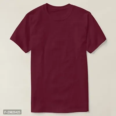 Trendy Maroon Cotton Solid Round Neck tees For Men