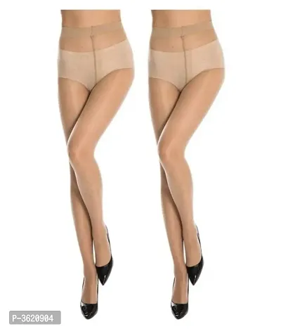 Women's Pack of 2 Pair Panty Hose Long Exotic Stockings Tights (Skin)