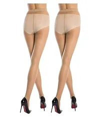 Women's Pack of 2 Pair Panty Hose Long Exotic Stockings Tights (Skin)-thumb1