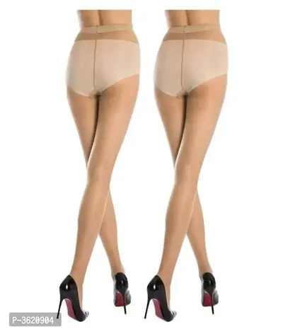 Women's Pack of 2 Pair Panty Hose Long Exotic Stockings Tights (Skin)-thumb2