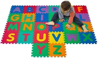 Kids Puzzle 36 Tiles Educational Interlocking alphabet puzzle mat  (Multicolor)-thumb1