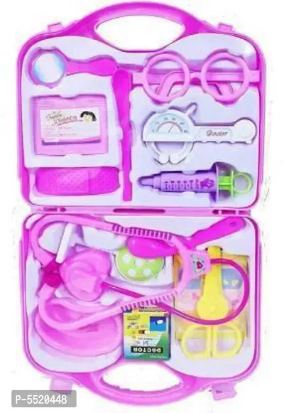 14 Pcs Medical Kit Doctor Role Play Toy Doctor Plastic Playset Kit with Fold able Suitcase, Compact Medical Accessories Toy Set Pretend Play Kids (Multicolor, Set of 1