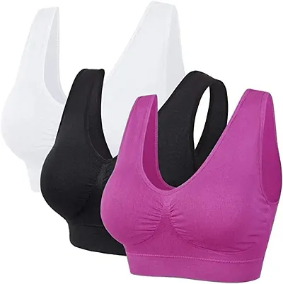 Women Air Bra, Sports Bra, Stretchable Non Padded Seamless Bra ( Pack Of 3)