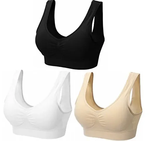 Women Non Padded Non-Wired Air Sports Bra (Pack of 3)